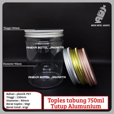 Jual Toples Tabung 750ml Tutup Alumunium Tebal Keras Toples Plastik