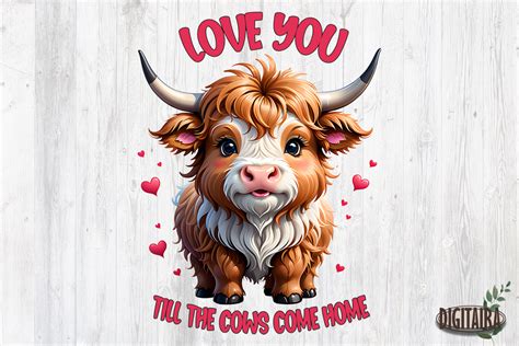 Valentine Highland Cow Cute Png Graphic By Digitaira Creative Fabrica