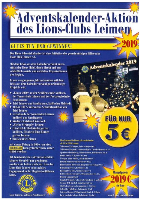 Der Lions Club Leimen Stellt Im Nu Locher Rathaus Den Adventskalender