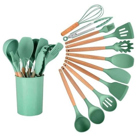 SEABUTY 11Pcs Set Ustensiles De Cuisine En Silicone Avec BoîTe De