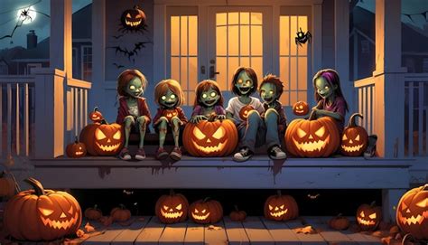 Premium Photo | Zombie Kids On Halloween