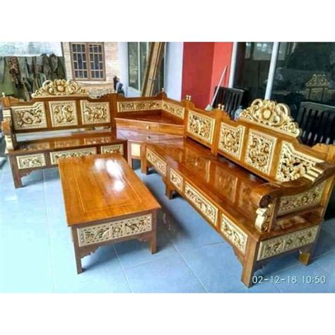 Jual Kursi Sudut Bagong Leter L Mahkota Kayu Jati Jepara Shopee Indonesia