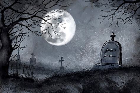 Creepy Graveyard Drawing