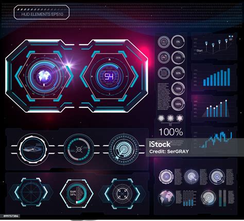 Ruang Luar Latar Belakang Hud Elemen Infografis Antarmuka Pengguna