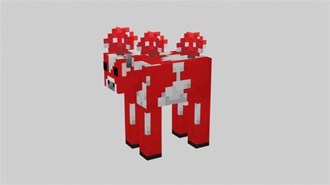 3d Model Minecraft Mushroom Cow Vr Ar Low Poly Cgtrader