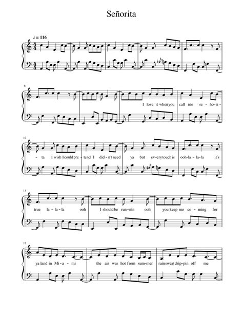 Señorita Shawn Mendes And Camilla Cabello Sheet Music For Piano Solo