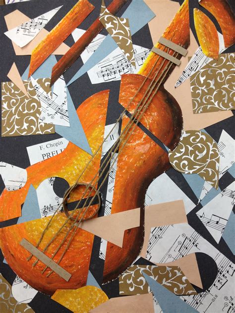 Picasso Guitar Cubist Collage Cubist Art Music Collage Digital