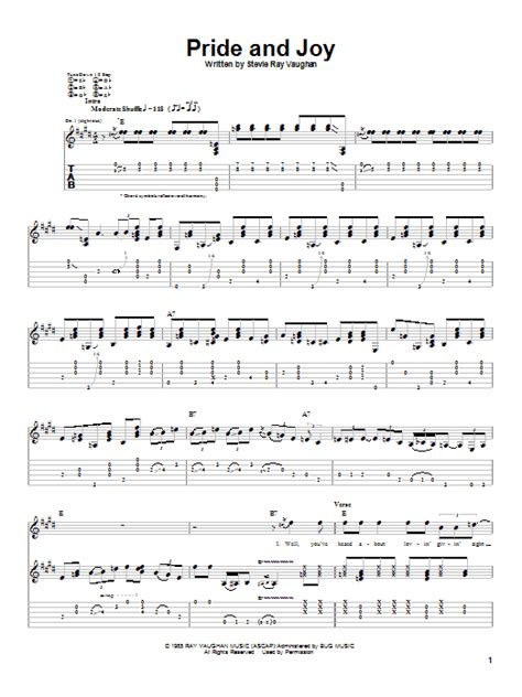 Stevie Ray Vaughan "Pride And Joy" Sheet Music Notes | Download ...