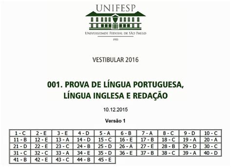 G1 Veja O Gabarito Da Primeiro Prova Do Vestibular Misto 2016 Da