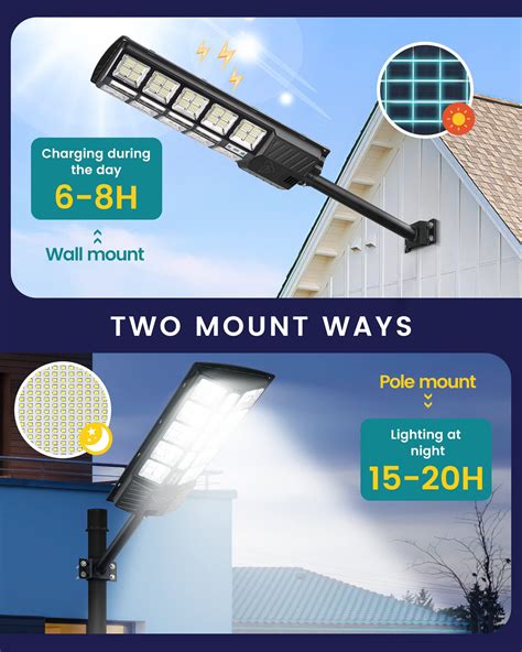 Lovus 2 Pack 1500W Commercial Solar Street Lights 6000K Dusk To Dawn