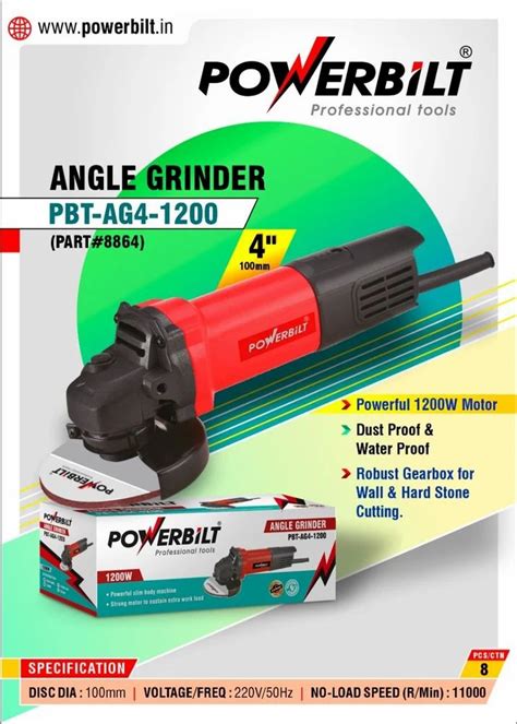 Powerbilt 4 Angle Grinder PBT AG4 1200 Tasneem Enterprises At Rs 1