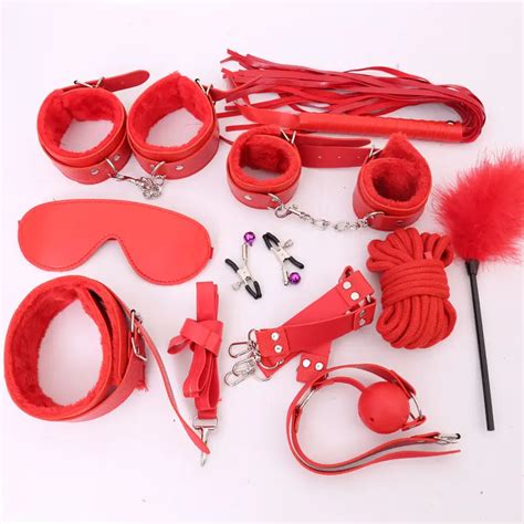 10 Pcsset Sexy Lingerie Hot Handcuffs Ankle Cuffs Whip Mask Sexy Bondage Restraints