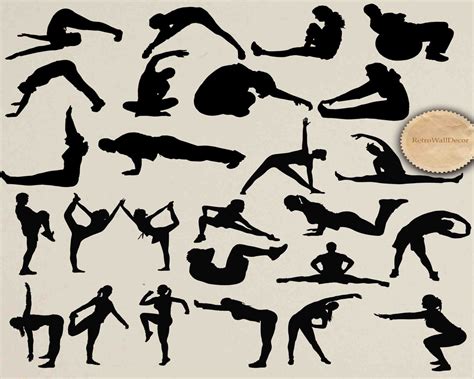 Workout Silhouettes Exercise Silhouettes Fitness Clip Art Etsy