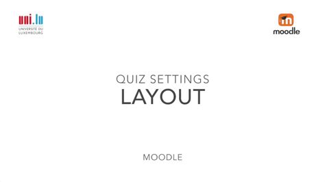 Moodle Quiz Settings Layout Youtube