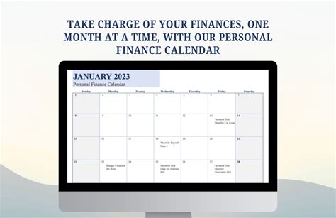 Personal Finance Calendar Template in Excel, Google Sheets - Download ...