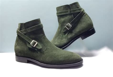 Green Jodhpur Rounded Buckle Strap Suede Genuine Leather Ankle Boot Us