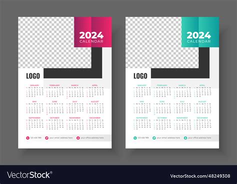 Print Ready One Page Wall Calendar Template Vector Image