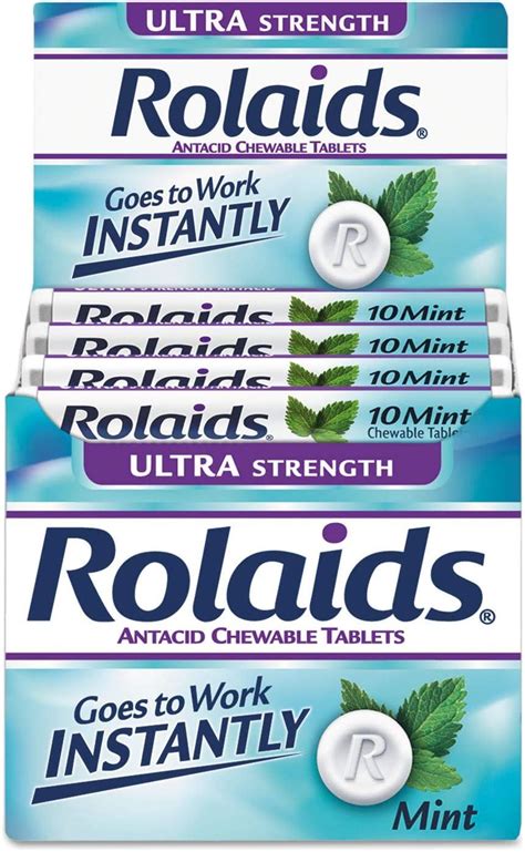 Rolaids R10034 Ultra Strength Antacid Chewable Tablets Mint 10roll 12