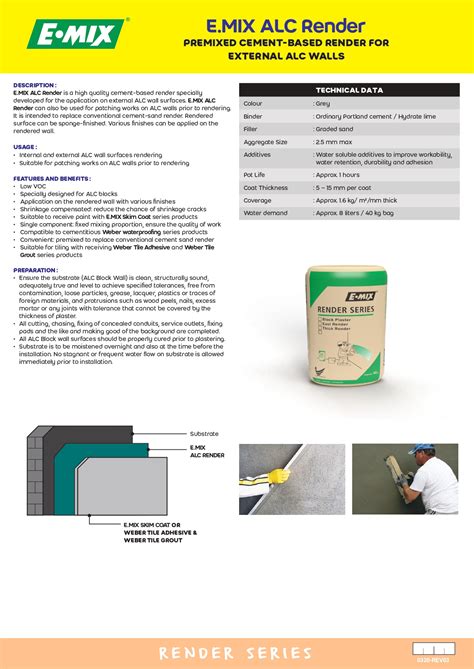 Emix Alc Render Premixed Cement Based Render For External Alc Walls