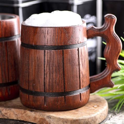 Wooden Beer Mug Groomsmen Beer Mug Pirate Medieval Viking Beer Stein Dungeons