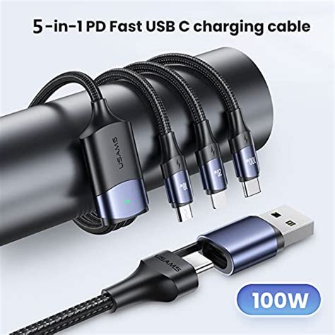 YOUSAMS 100W USB C To Multi Charging Cable 4FT 5 In 1 Braided PD QC