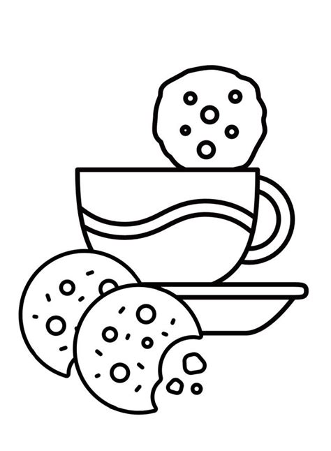 Coloriage Tasse de café et de Biscuit dessin gratuit à imprimer