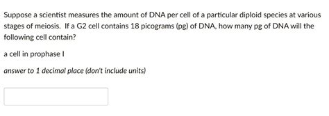 Solved Suppose A Scientist Measures The Amount Of Dna Per Cell Of A