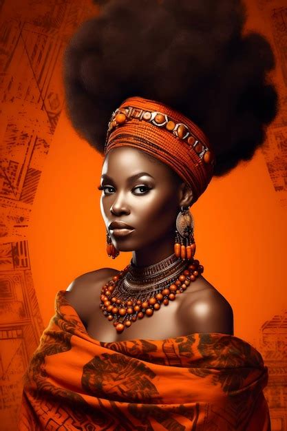 Premium Photo | Photo a modern beautiful African queen orange background