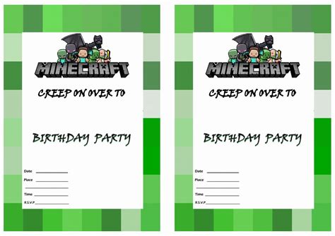 Minecraft Invitation Printables