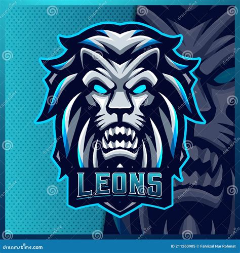 Lion Mascot Esport Logo Design Illustrations Vector Template Angry