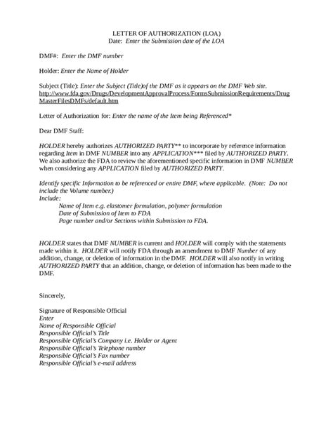 Letter Of Authorization Sample Letter