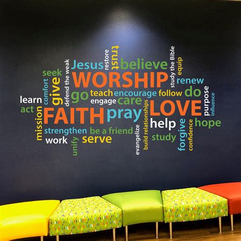 Word Collage Faith Worship Love, Youth Room, Church, Christian School ...