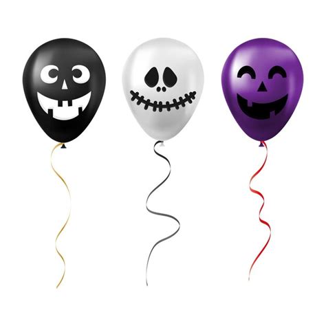 Premium Vector Set Of Halloween Black White And Purple Balloons With