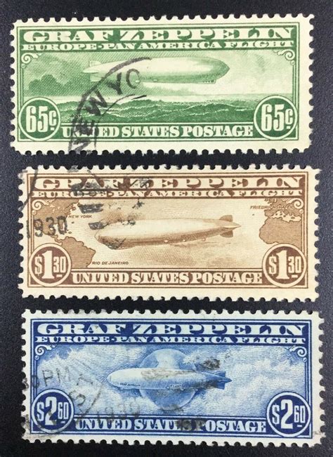 Us Stamps C C Graf Zeppelin Set Used Lot United States