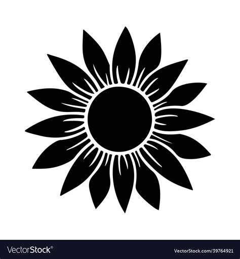 Sunflower simple icon flower silhouette Royalty Free Vector