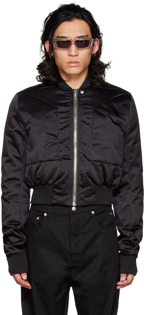 Rick Owens Blouson aviateur écourté Fog noir SSENSE France