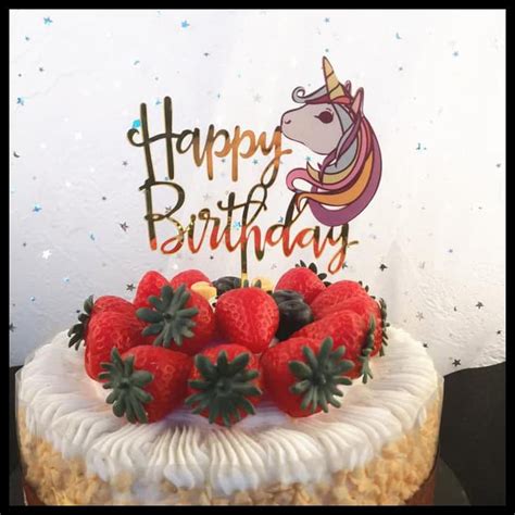 Jual Cake Topper Happy Birthday Unicorn Hiasan Kue Ultah Tema Unicorn