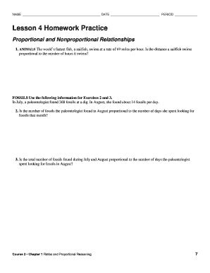 Lesson 4 Homework Practice Proportional And Nonproportional