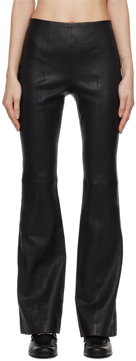 Rag Bone Black Simone Flared Leather Pants SSENSE Canada