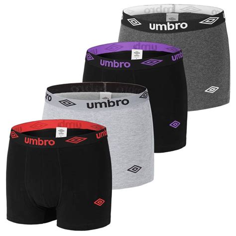 Boxer Homme Coton Umbro Lot De Confort Stretch Noir Et Gris