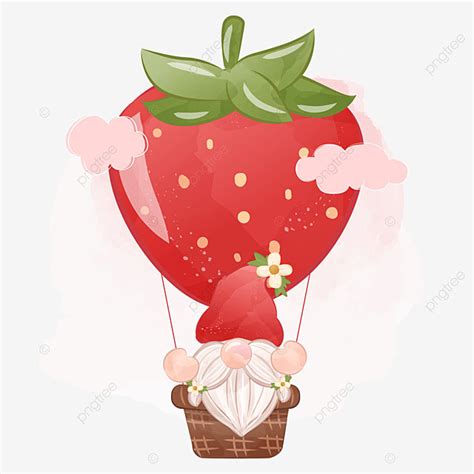 Gnome Illustration Vector Art PNG Cute Strawberry Gnome Illustration