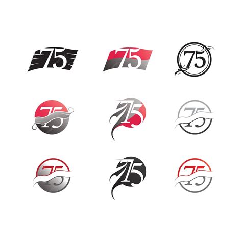 Premium Vector | Number 75 icon set logo design vector