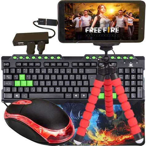 Kit Mobilador Para Celular Gamer Teclado Mouse Óptico Suporte