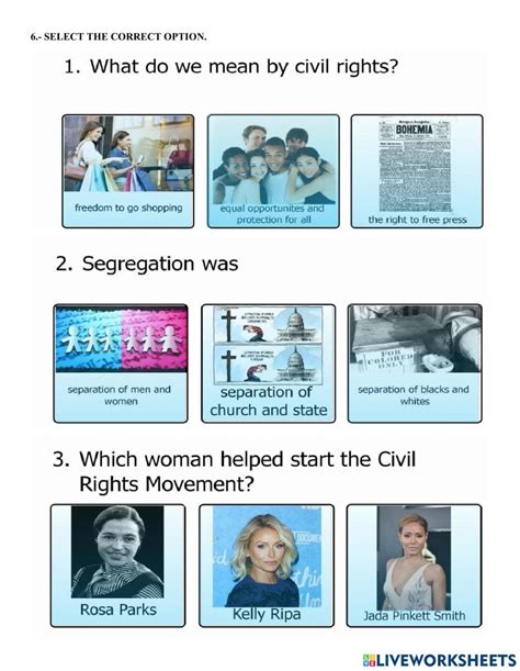 Civil Rights Exercise Live Worksheets