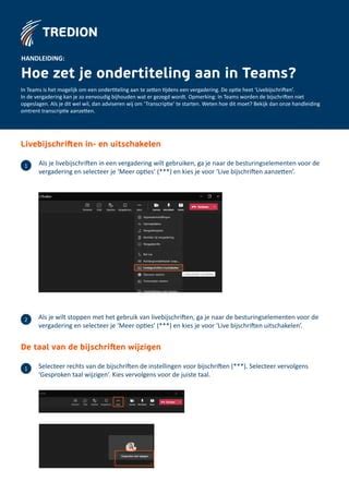 Handleiding Bijschriften Toevoegen In Teams Pdf