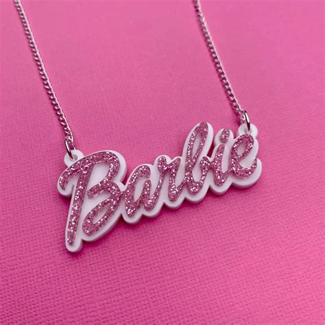 Glitter Pink Barbie Necklace - Etsy