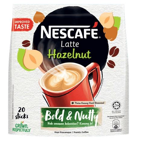 Nescafe 3 In 1 Hazelnut Coffee Latte Instant Coffee Packets Single