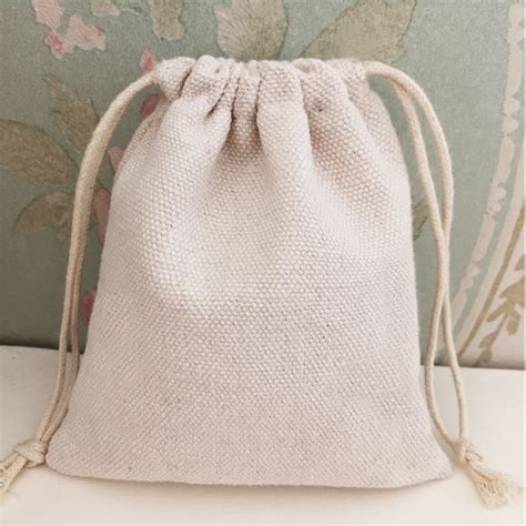 Plain Cotton Linen Drawstring Pouches Packaging Small Cotton Bag With