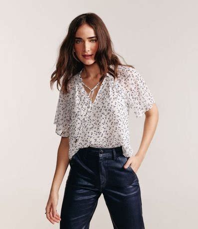 Blusa Manga Corta En Chiffon Con Estampa Floral Liberty Renner