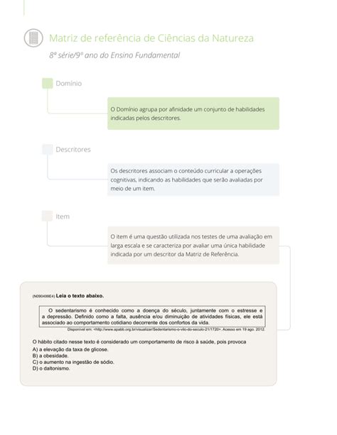 Matriz De Refer Ncia De Ci Ncias Da Natureza